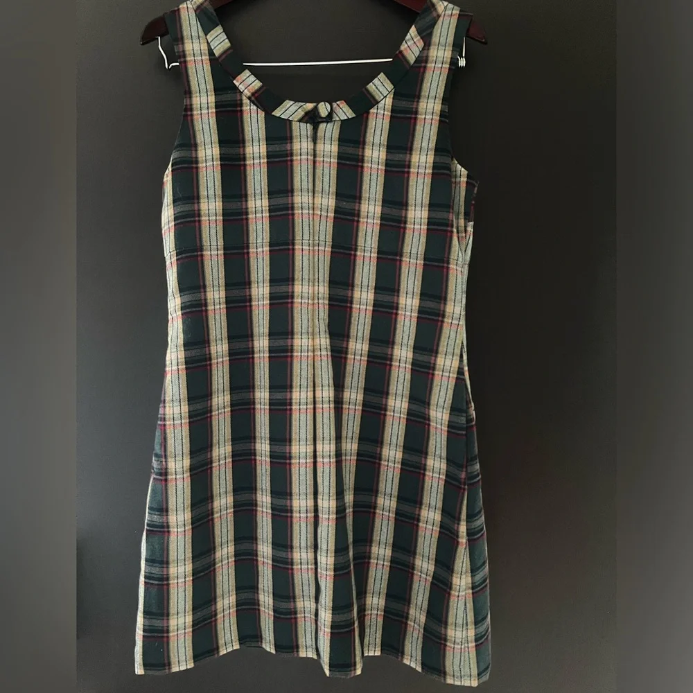 Vintage Y2K Old Navy Plaid Mod Pinafore Academia Mini Dress - Picture 10 of 12